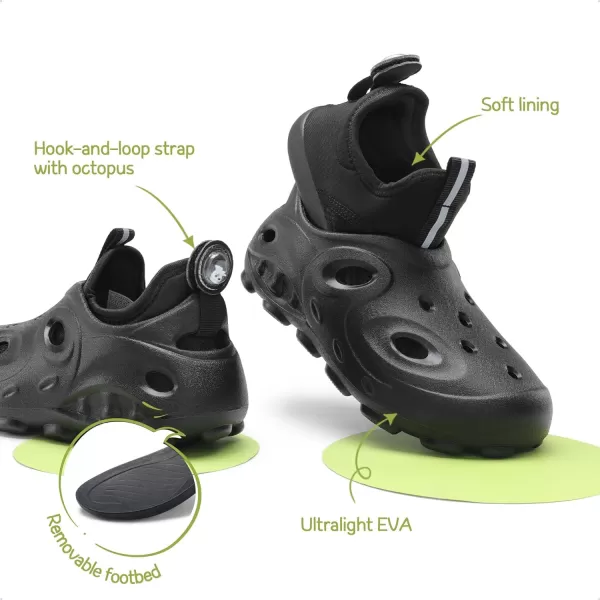 imageDREAM PAIRS Boys Girls Foam Runner Slipon Sneakers 3 in 1 Walking Shoes Outdoor Indoor Clogs Sandals Lightweight Breathable for Little KidBig KidAll Black