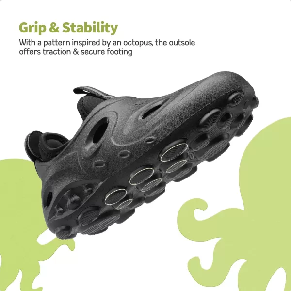 imageDREAM PAIRS Boys Girls Foam Runner Slipon Sneakers 3 in 1 Walking Shoes Outdoor Indoor Clogs Sandals Lightweight Breathable for Little KidBig KidAll Black