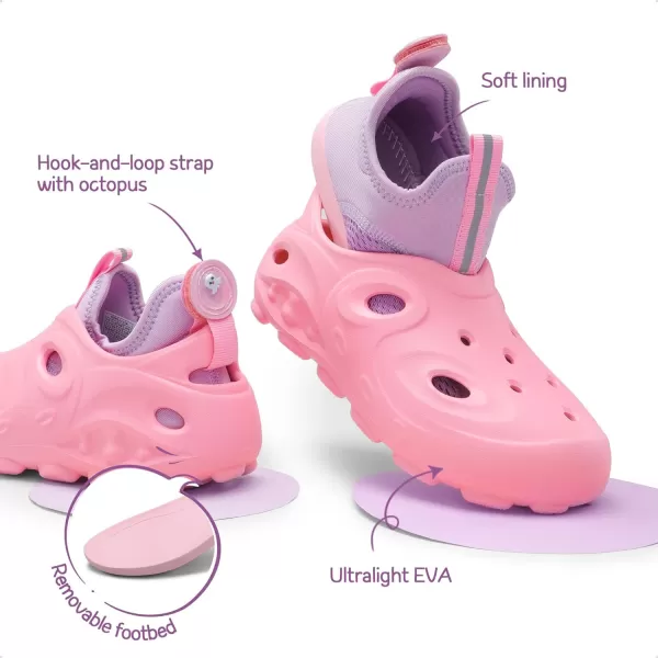 imageDREAM PAIRS Boys Girls Foam Runner Slipon Sneakers 3 in 1 Walking Shoes Outdoor Indoor Clogs Sandals Lightweight Breathable for Little KidBig KidPink