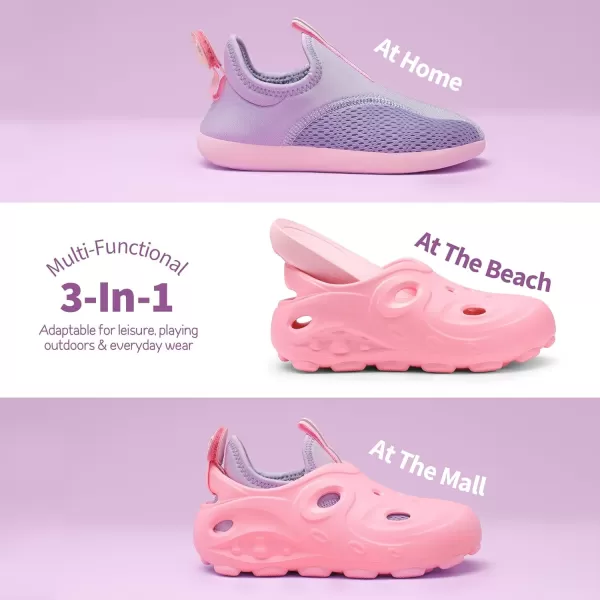 imageDREAM PAIRS Boys Girls Foam Runner Slipon Sneakers 3 in 1 Walking Shoes Outdoor Indoor Clogs Sandals Lightweight Breathable for Little KidBig KidPink