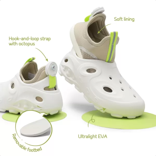 imageDREAM PAIRS Boys Girls Foam Runner Slipon Sneakers 3 in 1 Walking Shoes Outdoor Indoor Clogs Sandals Lightweight Breathable for Little KidBig KidWhite