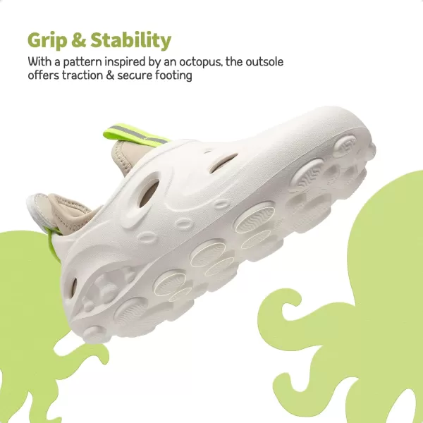 imageDREAM PAIRS Boys Girls Foam Runner Slipon Sneakers 3 in 1 Walking Shoes Outdoor Indoor Clogs Sandals Lightweight Breathable for Little KidBig KidWhite
