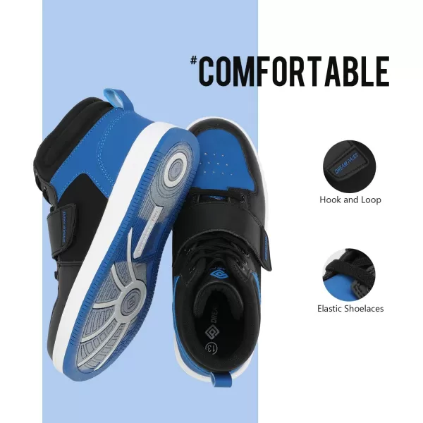 imageDREAM PAIRS Boys Girls High Top Sneaker Basketball ShoesBlackRoyalBlue