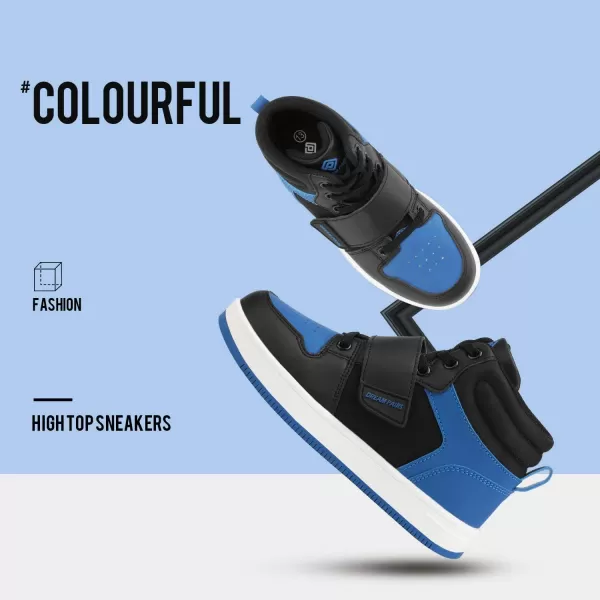 imageDREAM PAIRS Boys Girls High Top Sneaker Basketball ShoesBlackRoyalBlue