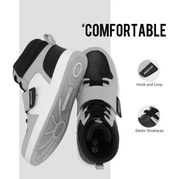 imageDREAM PAIRS Boys Girls High Top Sneaker Basketball ShoesGreyBlack
