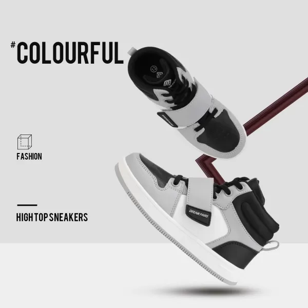 imageDREAM PAIRS Boys Girls High Top Sneaker Basketball ShoesGreyBlack