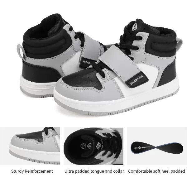 imageDREAM PAIRS Boys Girls High Top Sneaker Basketball ShoesGreyBlack