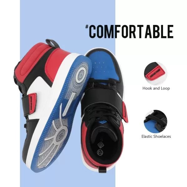 imageDREAM PAIRS Boys Girls High Top Sneaker Basketball ShoesRedBlueBlack