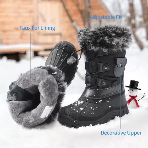 imageDREAM PAIRS Boys Girls Insulated Waterproof Snow BootsBlack