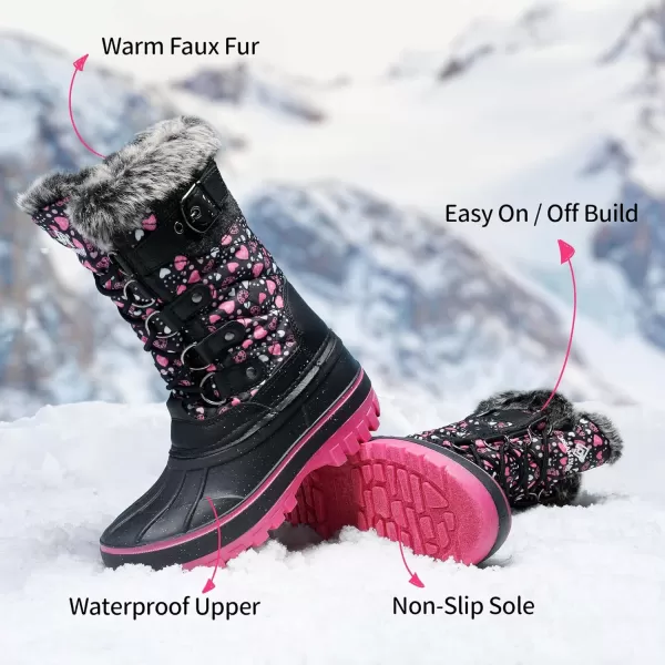imageDREAM PAIRS Boys Girls Insulated Waterproof Snow BootsBlackPink