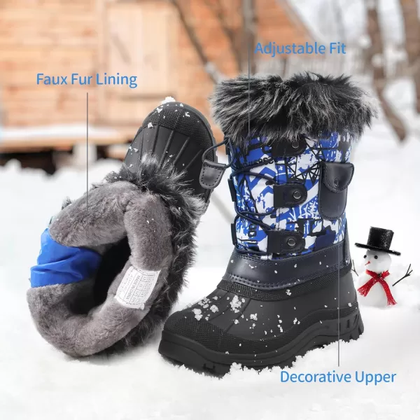 imageDREAM PAIRS Boys Girls Insulated Waterproof Snow BootsBlueMulti