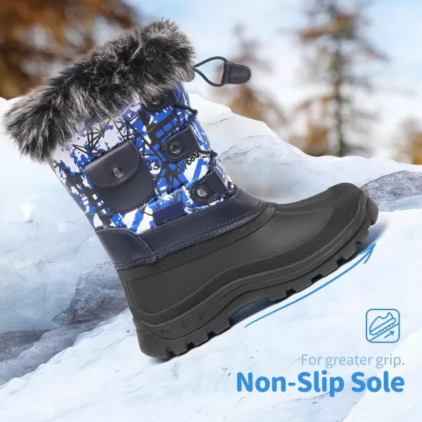 imageDREAM PAIRS Boys Girls Insulated Waterproof Snow BootsBlueMulti