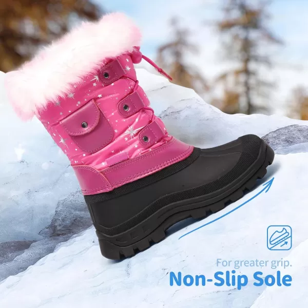 imageDREAM PAIRS Boys Girls Insulated Waterproof Snow BootsFuchsia