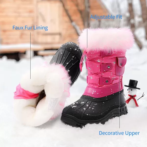 imageDREAM PAIRS Boys Girls Insulated Waterproof Snow BootsFuchsia