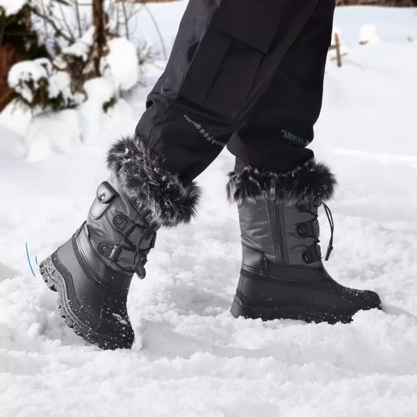 imageDREAM PAIRS Boys Girls Insulated Waterproof Snow BootsGreyBlack