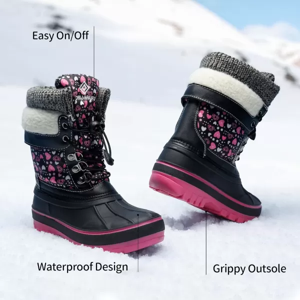 imageDREAM PAIRS Boys Girls Insulated Waterproof Winter Snow BootsBlack Fuchsia