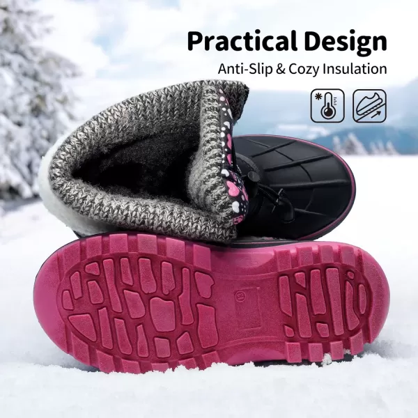 imageDREAM PAIRS Boys Girls Insulated Waterproof Winter Snow BootsBlack Fuchsia