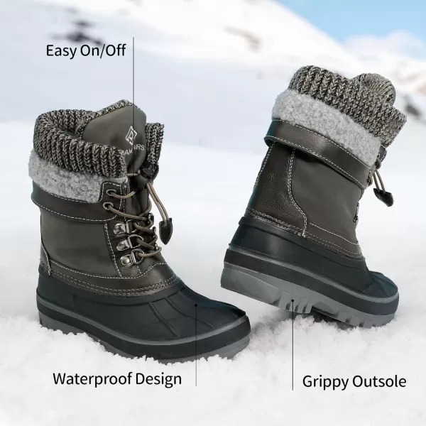 imageDREAM PAIRS Boys Girls Insulated Waterproof Winter Snow BootsBlack Grey