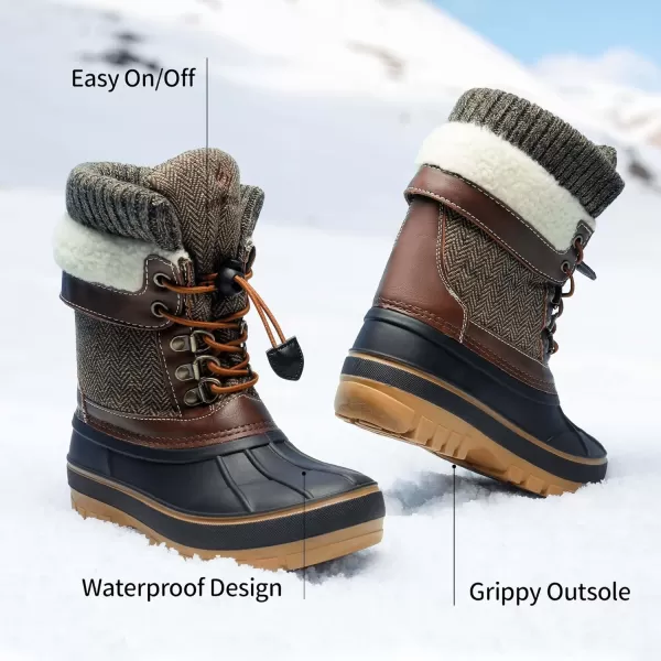 imageDREAM PAIRS Boys Girls Insulated Waterproof Winter Snow BootsBrown