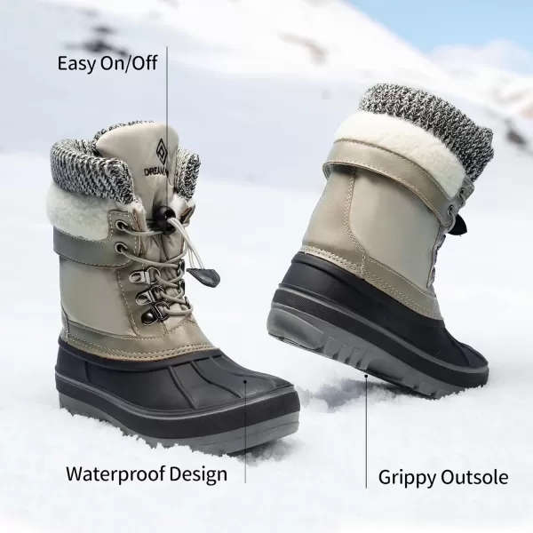 imageDREAM PAIRS Boys Girls Insulated Waterproof Winter Snow BootsLight Grey