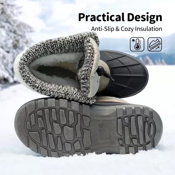 imageDREAM PAIRS Boys Girls Insulated Waterproof Winter Snow BootsLight Grey