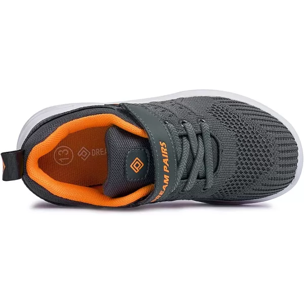 imageDREAM PAIRS Boys Girls Lightweight Tennis Running Shoes Athletic SneakersGreyOrange
