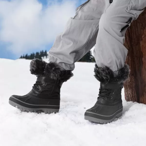 imageDREAM PAIRS Boys Girls Mid Calf Winter Snow Boots ToddlerLittle KidBig KidBlack