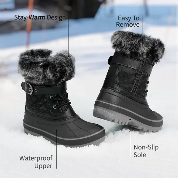 imageDREAM PAIRS Boys Girls Mid Calf Winter Snow Boots ToddlerLittle KidBig KidBlack