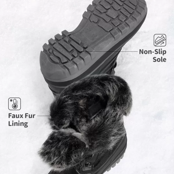 imageDREAM PAIRS Boys Girls Mid Calf Winter Snow Boots ToddlerLittle KidBig KidBlack