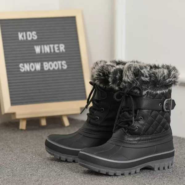 imageDREAM PAIRS Boys Girls Mid Calf Winter Snow Boots ToddlerLittle KidBig KidBlack