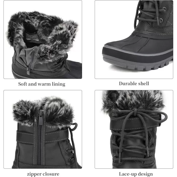 imageDREAM PAIRS Boys Girls Mid Calf Winter Snow Boots ToddlerLittle KidBig KidBlack Grey