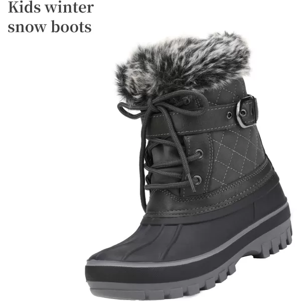 imageDREAM PAIRS Boys Girls Mid Calf Winter Snow Boots ToddlerLittle KidBig KidBlack Grey