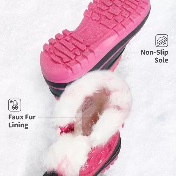 imageDREAM PAIRS Boys Girls Mid Calf Winter Snow Boots ToddlerLittle KidBig KidFuchsia