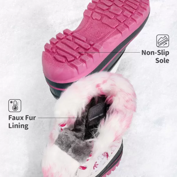 imageDREAM PAIRS Boys Girls Mid Calf Winter Snow Boots ToddlerLittle KidBig KidWhite Fuchsia