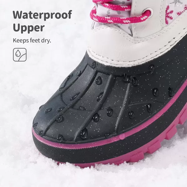imageDREAM PAIRS Boys Girls Mid Calf Winter Snow Boots ToddlerLittle KidBig KidWhite Fuchsia