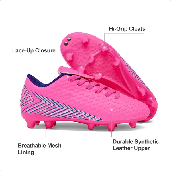 imageDREAM PAIRS Boys Girls Outdoor Soccer Cleats Football ShoesFuchsiaRoyalBlue