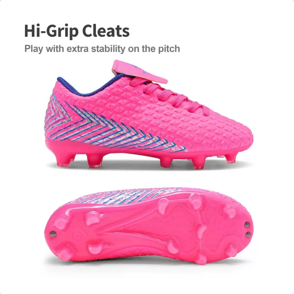imageDREAM PAIRS Boys Girls Outdoor Soccer Cleats Football ShoesFuchsiaRoyalBlue