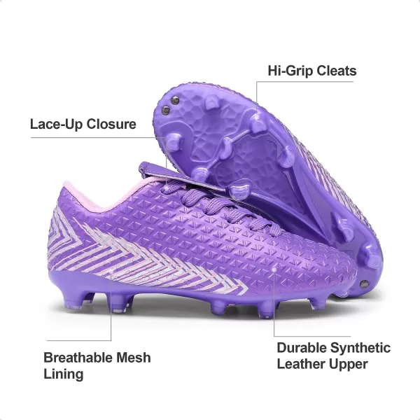 imageDREAM PAIRS Boys Girls Outdoor Soccer Cleats Football ShoesLightPurplePink