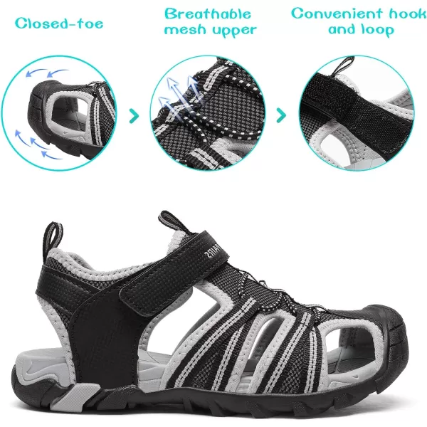 imageDREAM PAIRS Boys Girls Outdoor Summer SandalsBlack Light Grey