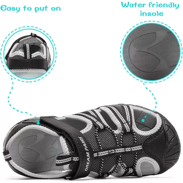 imageDREAM PAIRS Boys Girls Outdoor Summer SandalsBlack Light Grey