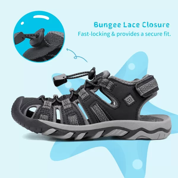 imageDREAM PAIRS Boys Girls Outdoor Summer SandalsBlack Light Grey