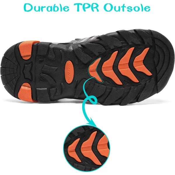 imageDREAM PAIRS Boys Girls Outdoor Summer SandalsDark Grey Orange