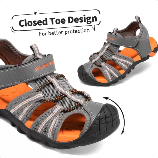 imageDREAM PAIRS Boys Girls Outdoor Summer SandalsDark Grey Orange