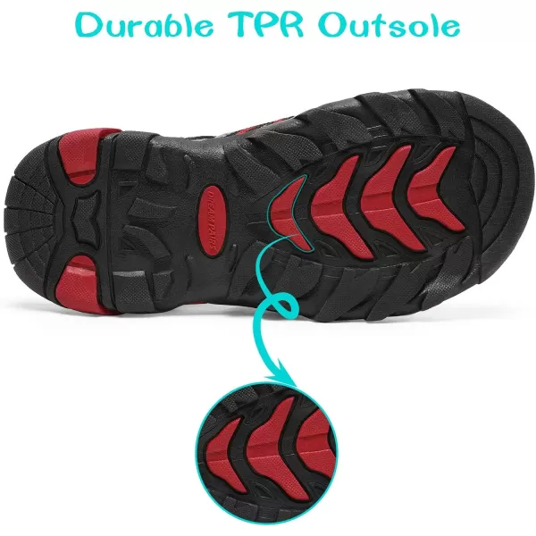 imageDREAM PAIRS Boys Girls Outdoor Summer SandalsDark Grey Red
