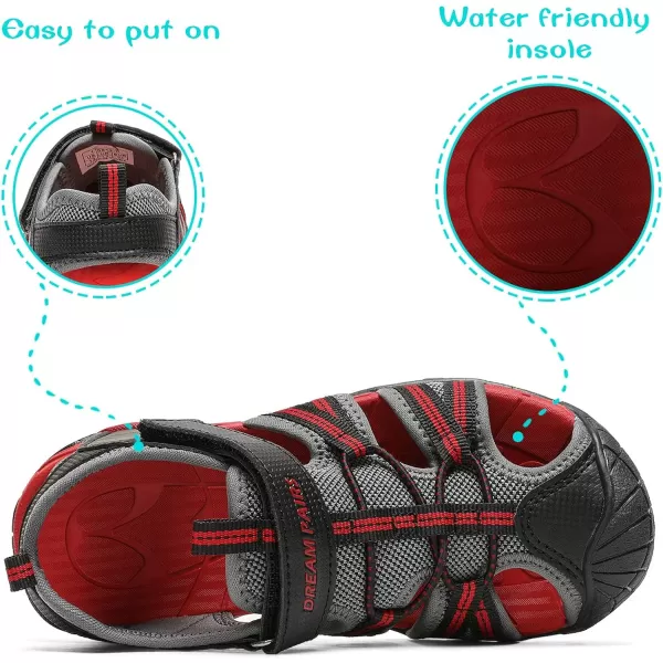 imageDREAM PAIRS Boys Girls Outdoor Summer SandalsDark Grey Red