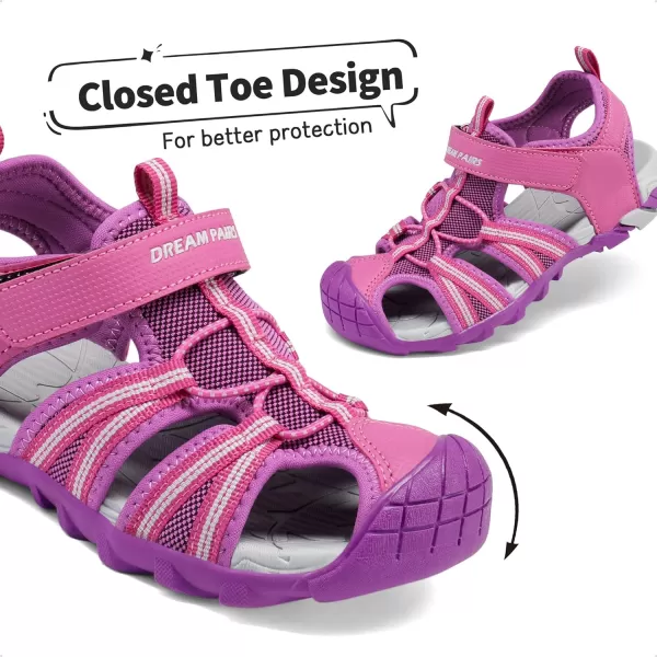 imageDREAM PAIRS Boys Girls Outdoor Summer SandalsFuchsia Light Grey