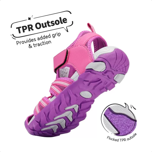 imageDREAM PAIRS Boys Girls Outdoor Summer SandalsFuchsia Light Grey