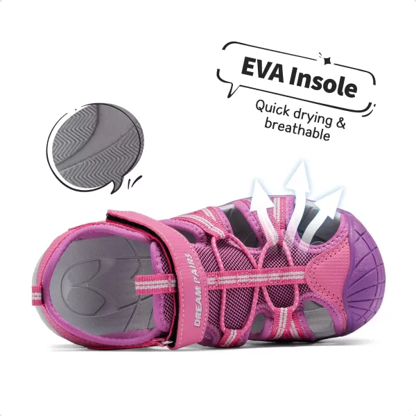 imageDREAM PAIRS Boys Girls Outdoor Summer SandalsFuchsia Light Grey