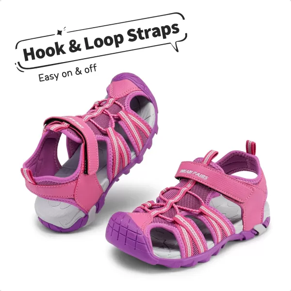 imageDREAM PAIRS Boys Girls Outdoor Summer SandalsFuchsia Light Grey
