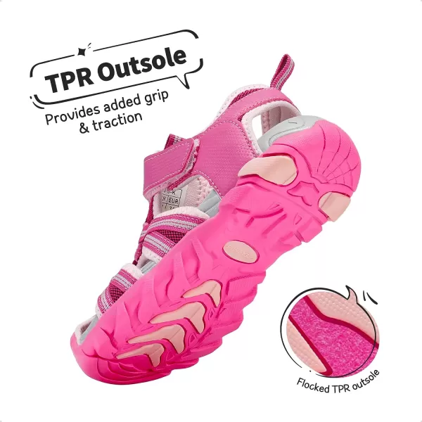 imageDREAM PAIRS Boys Girls Outdoor Summer SandalsFuchsia Shell Pink